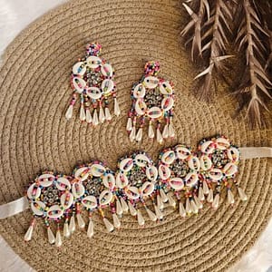 bandhani maroon necklace set