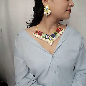 shells & mirrored necklace set