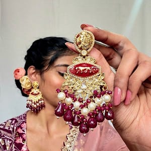 gold plated chandbalis earrings