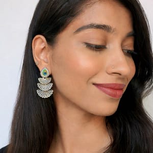 oxidized silver tribal dancing doll jhumka