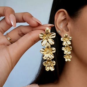 flower golden drop earrings ime 29