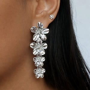 flower silver drop earrings ime 30