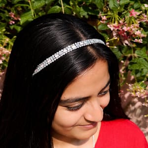elegant silver rhinestone shishpatti hair accessory for women | bridal & party wear hair chain