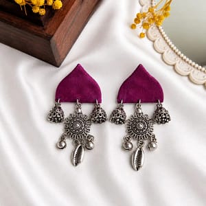 handmade fabric jhumkas purple hme 27