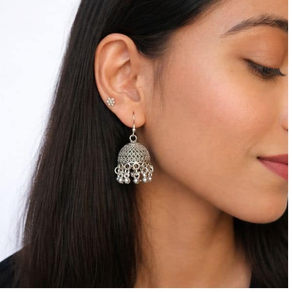 oxidized silver tribal dancing doll jhumka oxidized silver tribal dancing doll jhumka