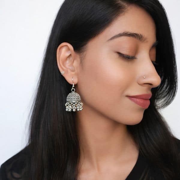 oxidized silver tribal dancing doll jhumka oxidized silver tribal dancing doll jhumka