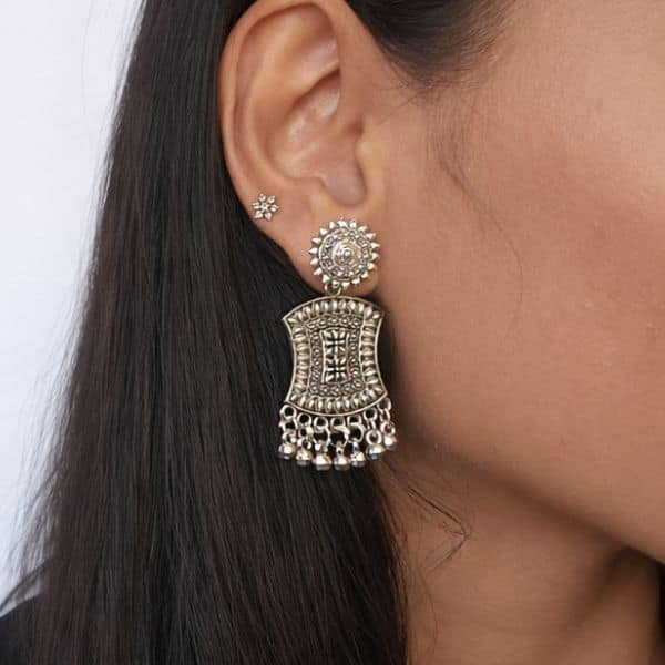 oxidized silver tribal dancing doll jhumka oxidized silver tribal dancing doll jhumka