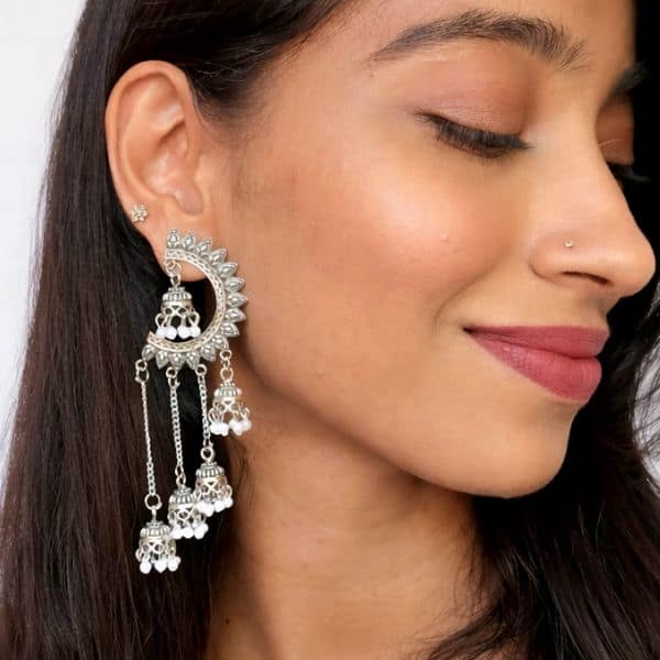 oxidized silver tribal dancing doll jhumka oxidized silver tribal dancing doll jhumka