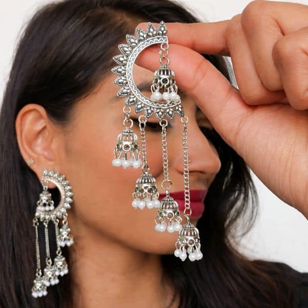 oxidized silver tribal dancing doll jhumka oxidized silver tribal dancing doll jhumka