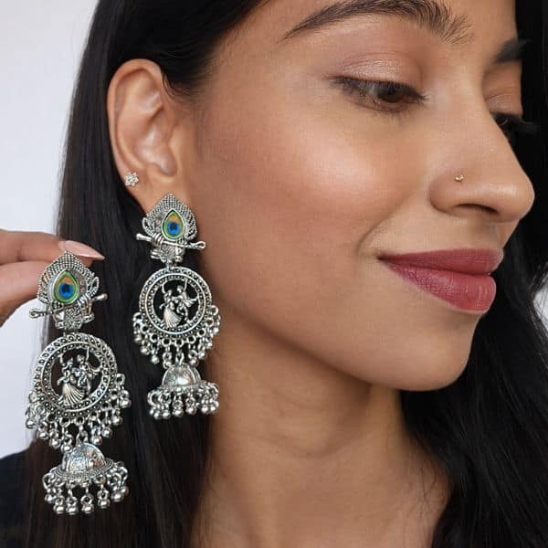 oxidized silver tribal dancing doll jhumka oxidized silver tribal dancing doll jhumka