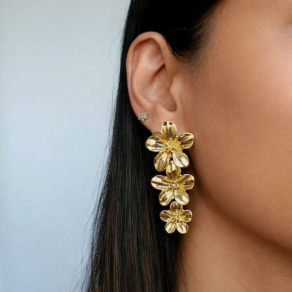 flower golden drop earrings ime 28 flower golden drop earrings ime 28