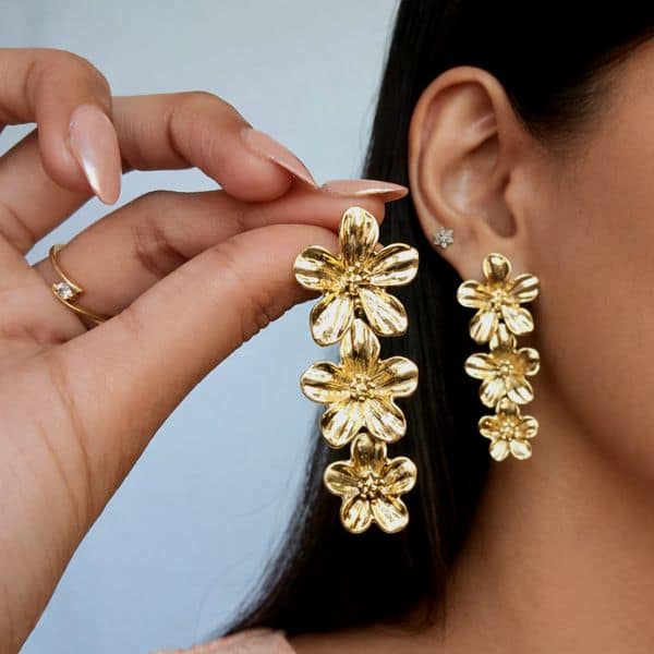 flower golden drop earrings ime 29 flower golden drop earrings ime 29