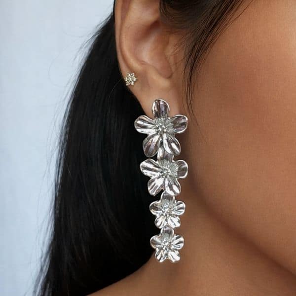 flower silver drop earrings ime 31 flower silver drop earrings ime 31